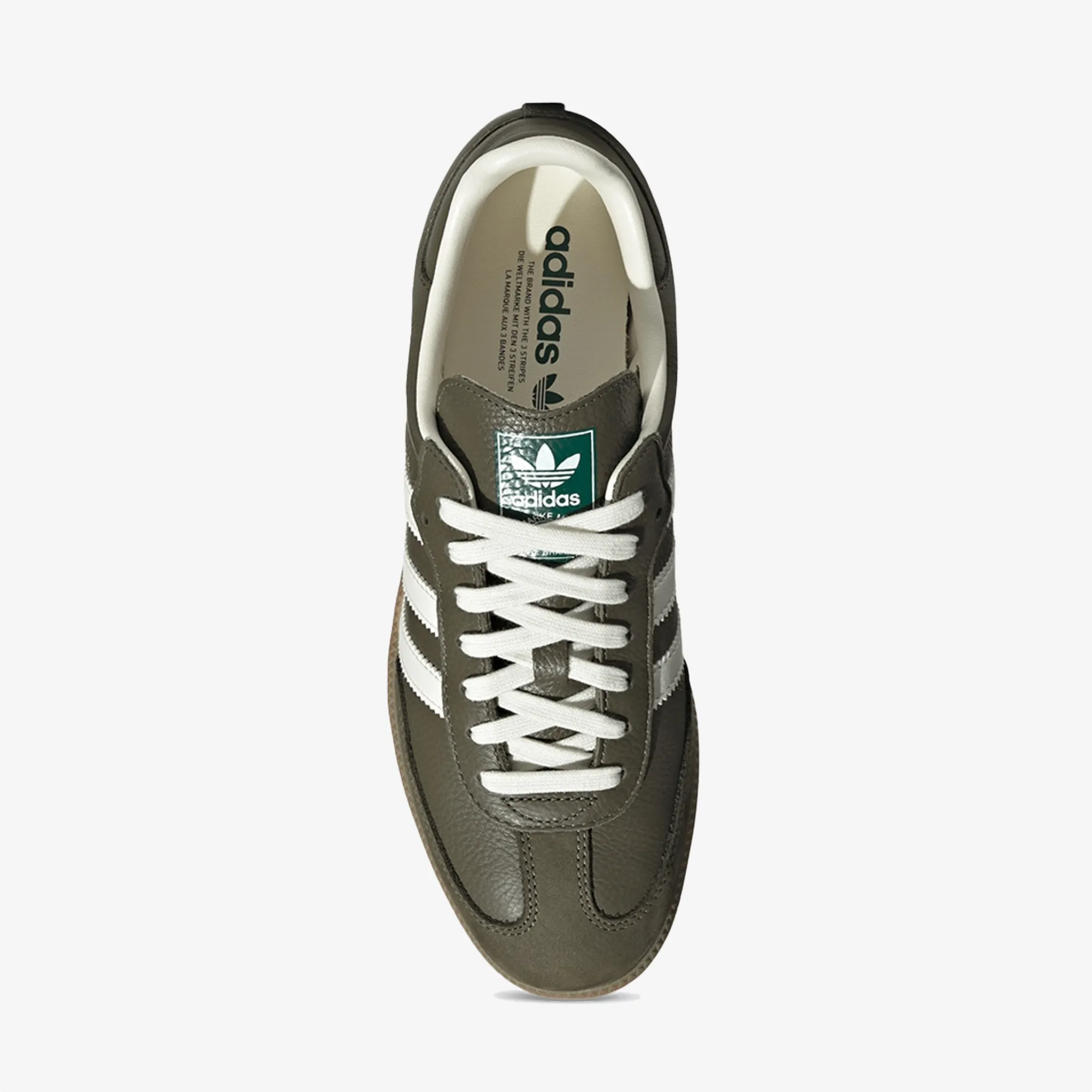 Heel Safe Subtle Form ADIDAS ORIGINALS | SAMBA OG { MEDIUM DARK KHAKI/OFF WHITE-GUM