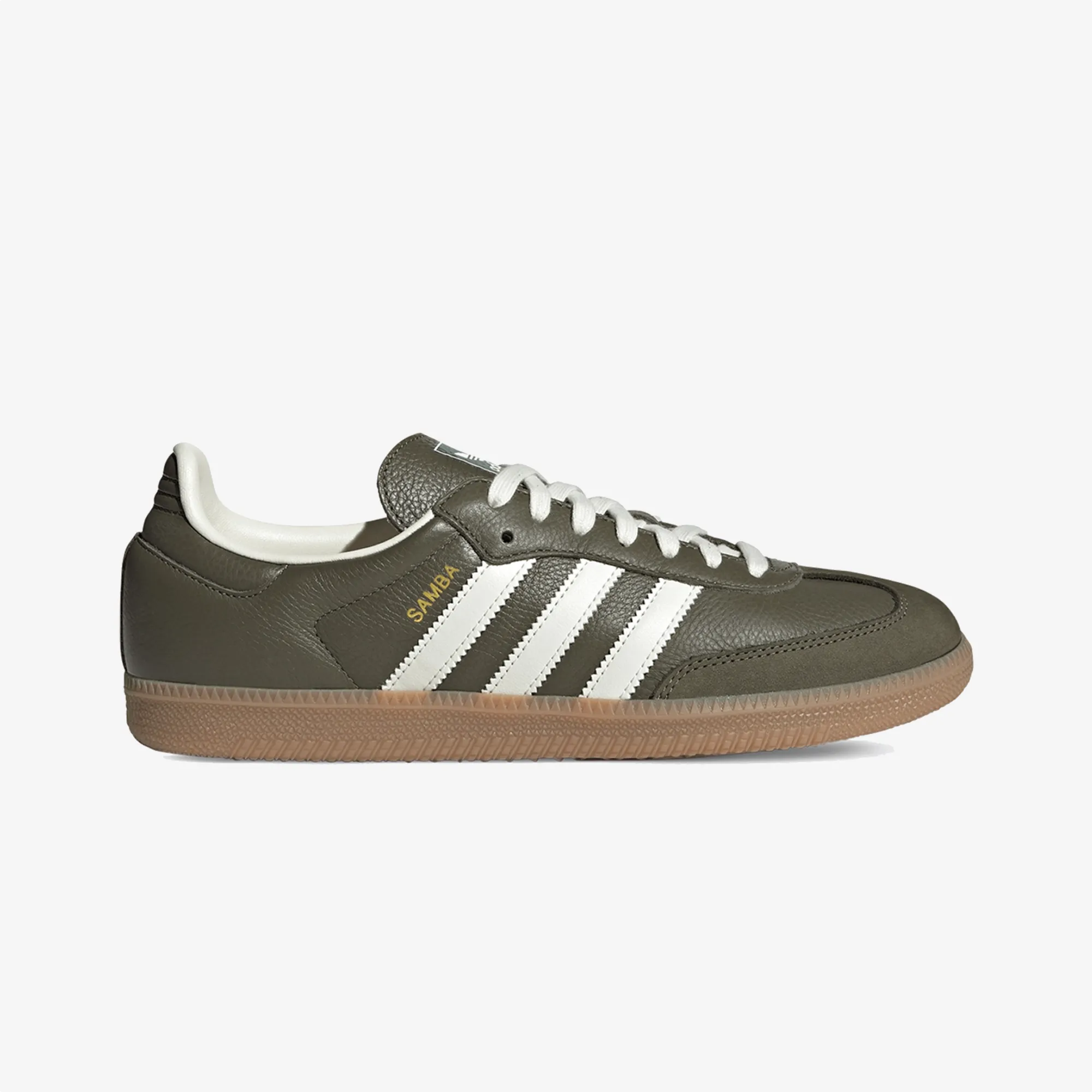 Soft Design ADIDAS ORIGINALS | SAMBA OG { MEDIUM DARK KHAKI/OFF WHITE-GUM