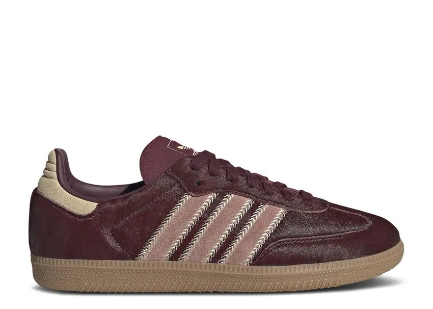 Adidas Samba OG Maroon Sand Strata Pony Eco Friendly buckle