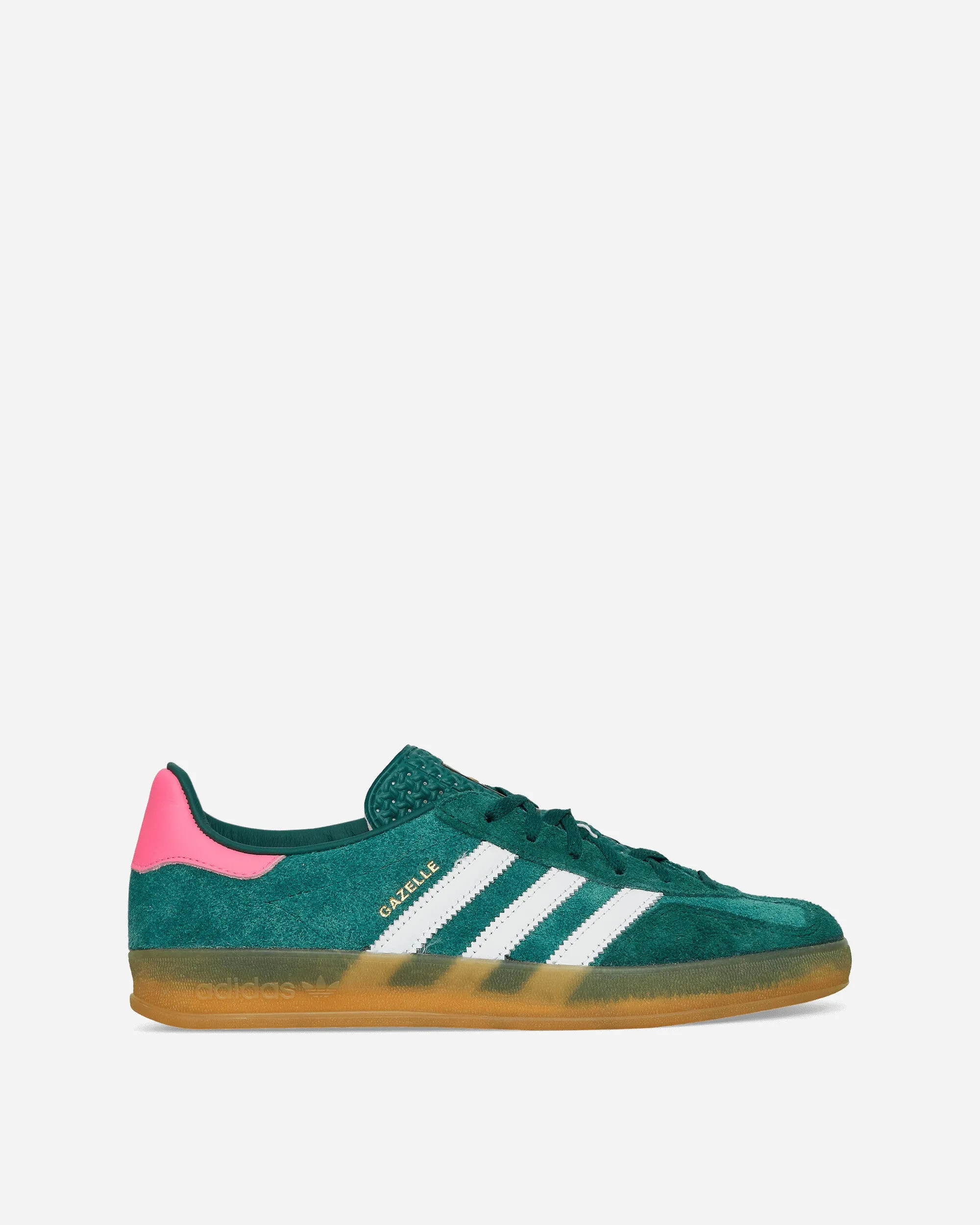 Firm Lock Padded Tongue Women's Gazelle Indoor Sneakers Collegiate Green / Cloud White / Lucid Pink