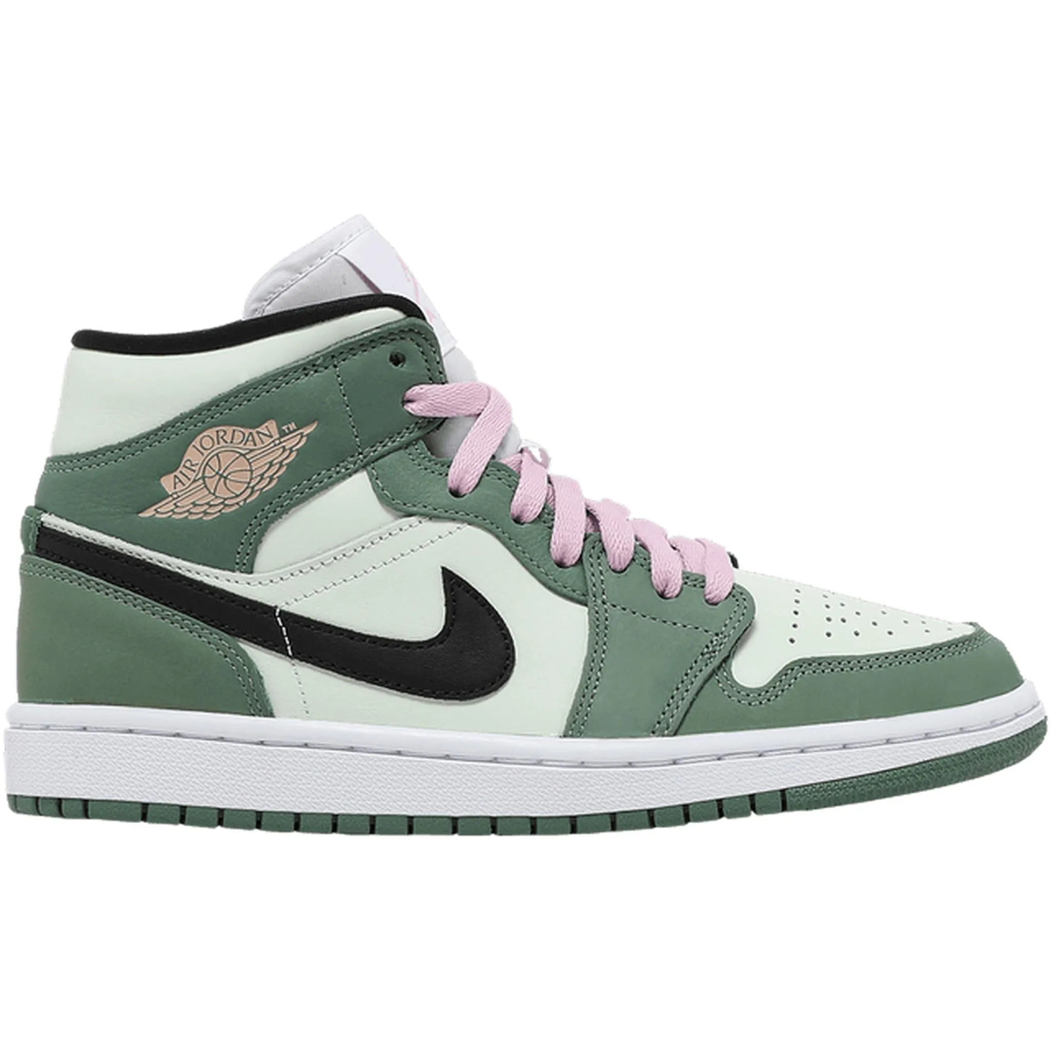 Lace Up Style Relaxed Fit Jordan 1 Mid Dutch Green (Women's)