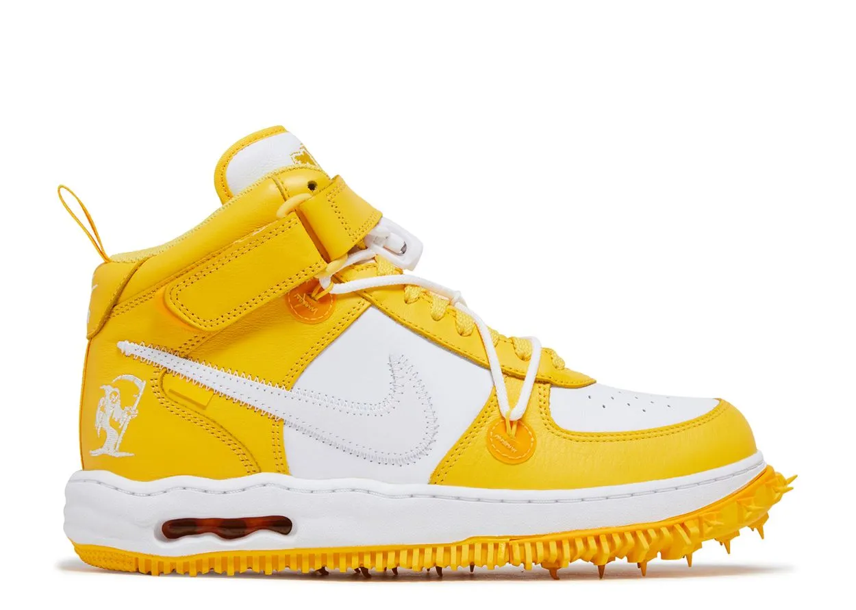 Walk in Style Leather Material Nike Air Force 1 Mid SP Off-White Varsity Maize
