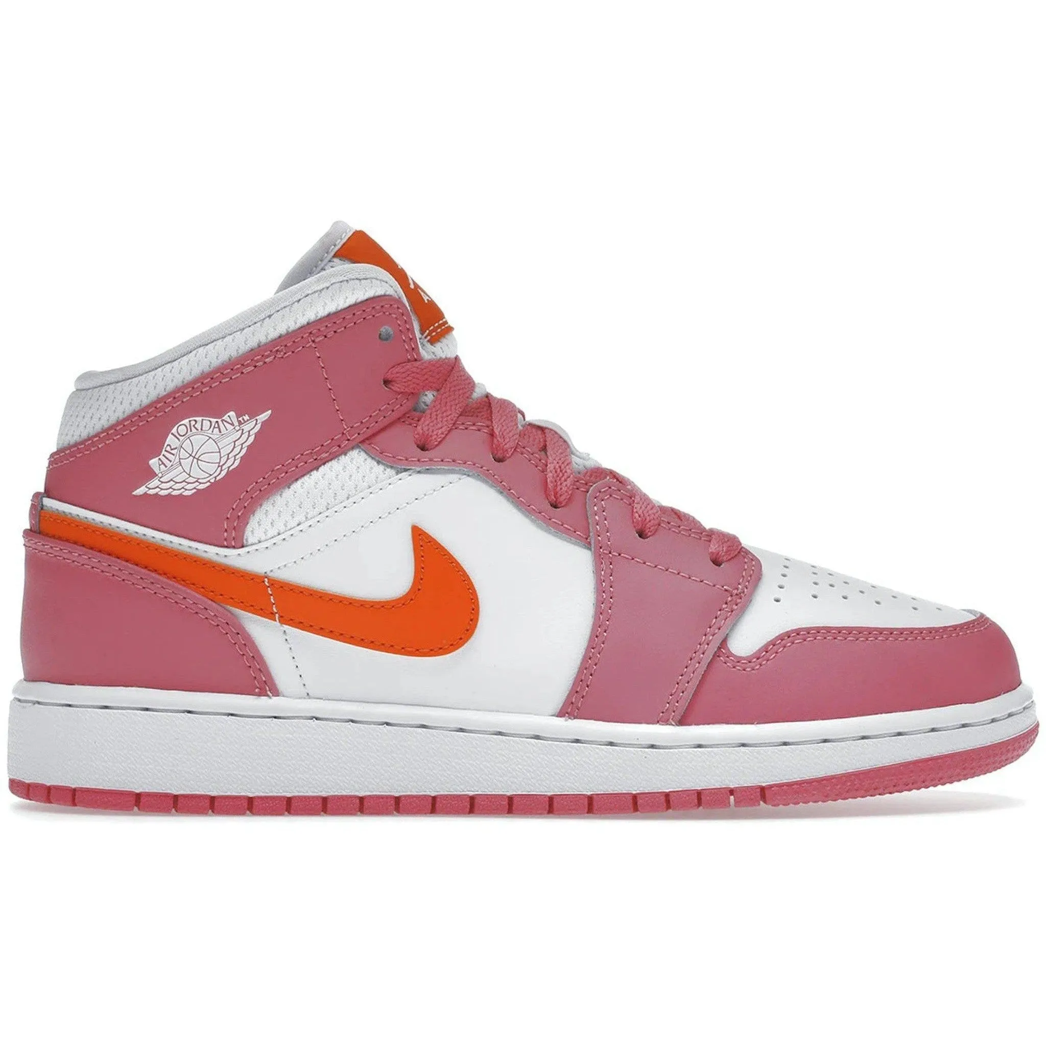 Jordan 1 Mid Pinksicle Safety Orange (GS) Decorative stitching