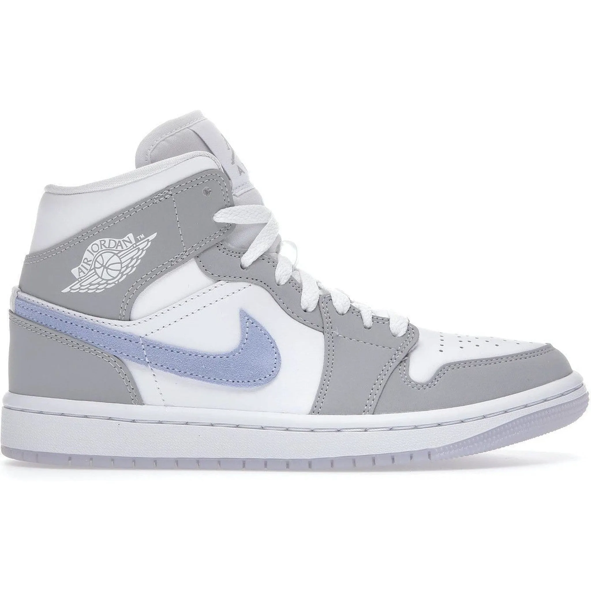 Jordan 1 Mid Wolf Grey Aluminum (Women's) Reinforced toe Roomy Feel