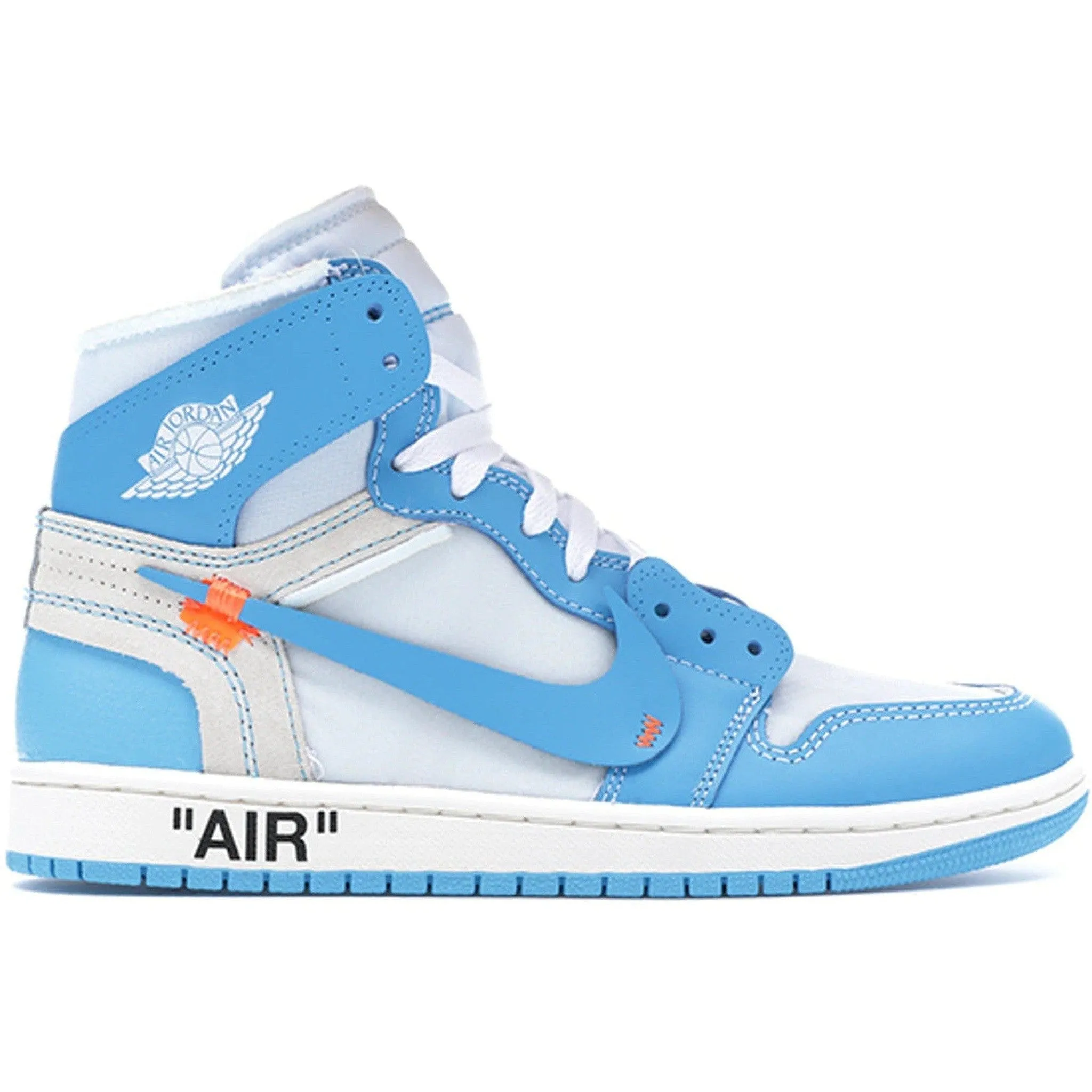 Jordan 1 Retro High Off-White University Blue Cafe Style Shock Absorb