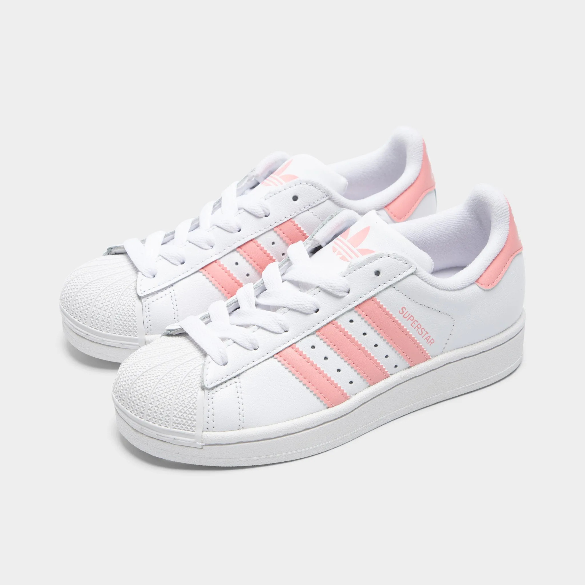 Mesh Upper Red Glow adidas Junior's Superstar 2 White / Semi Pink Spark