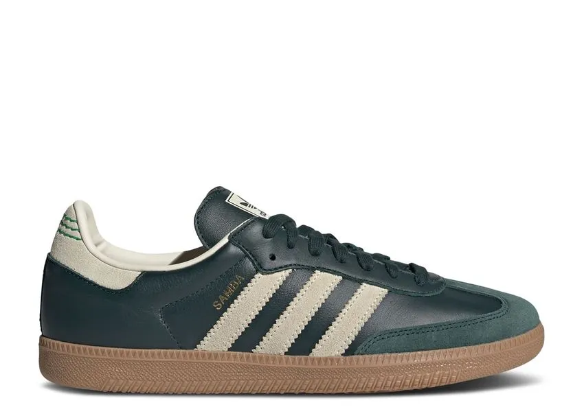 spring fresh Adidas Samba OG Shadow Green Cream White Gold Metallic