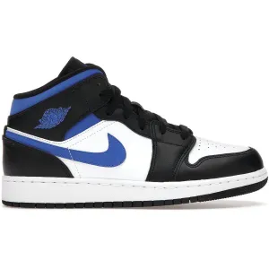 Jordan 1 Mid White Black Racer Blue (GS) Functional Style Breathable   mesh