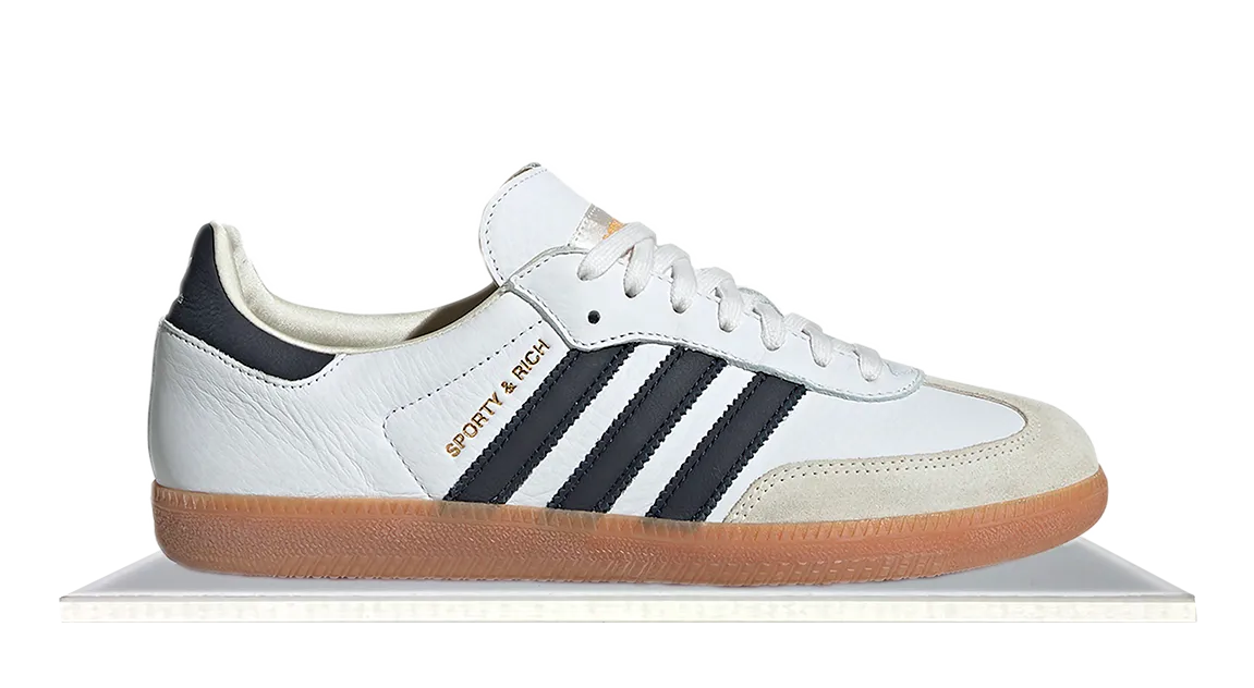 Adjustable   fit Ice Step Adidas Samba x Sporty & Rich White Black