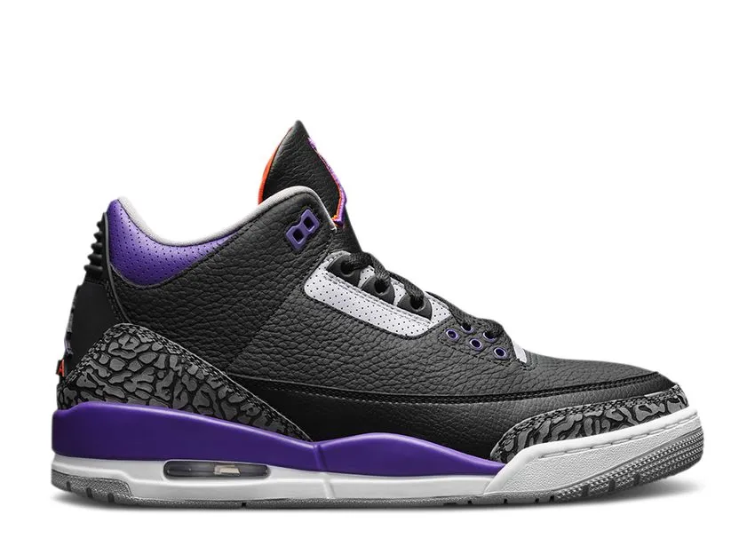 Non slip grip Heel Stabilizer Air Jordan 3 Retro Black Court Purple