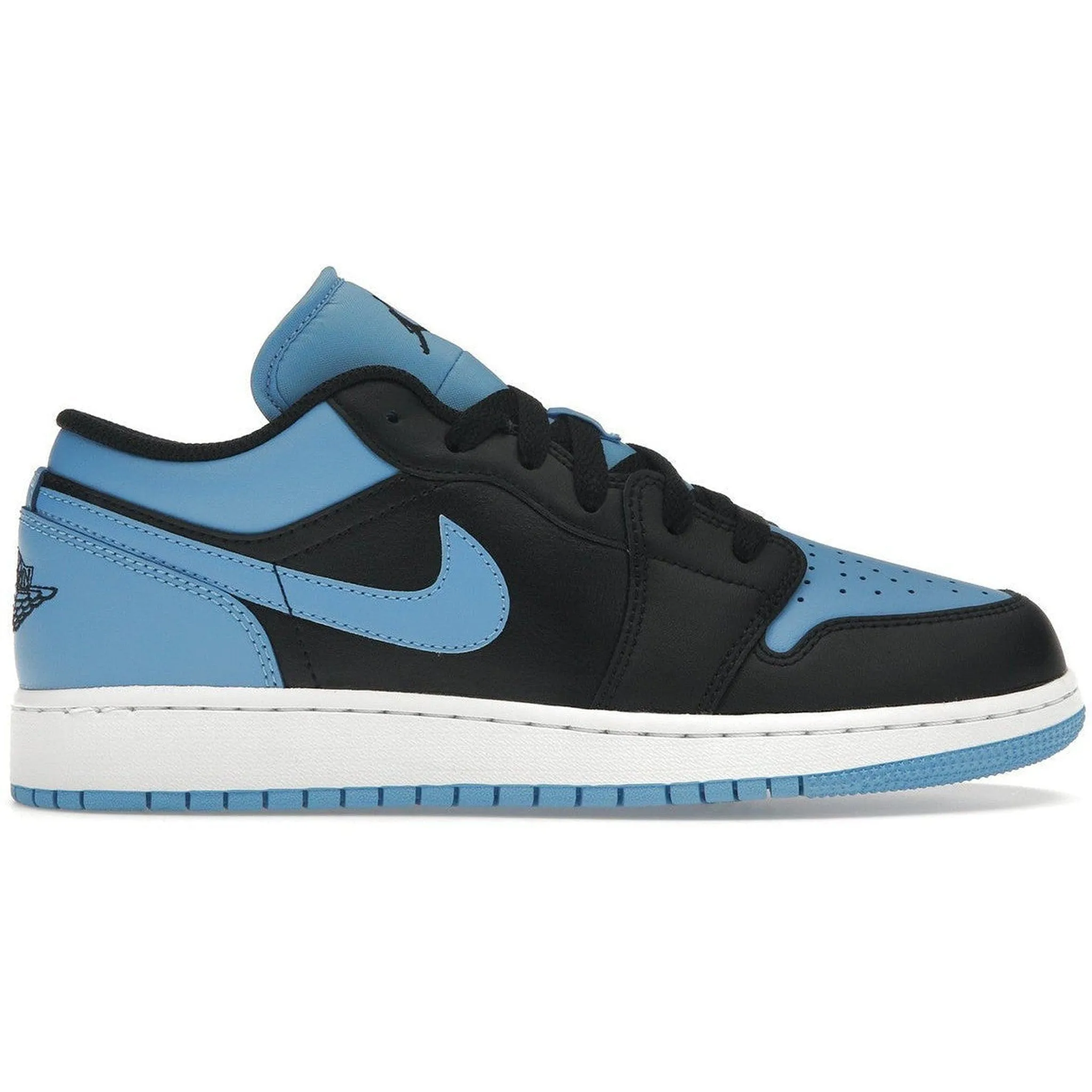 Jordan 1 Low Black University Blue (GS) Running Inspired Flat Bottom