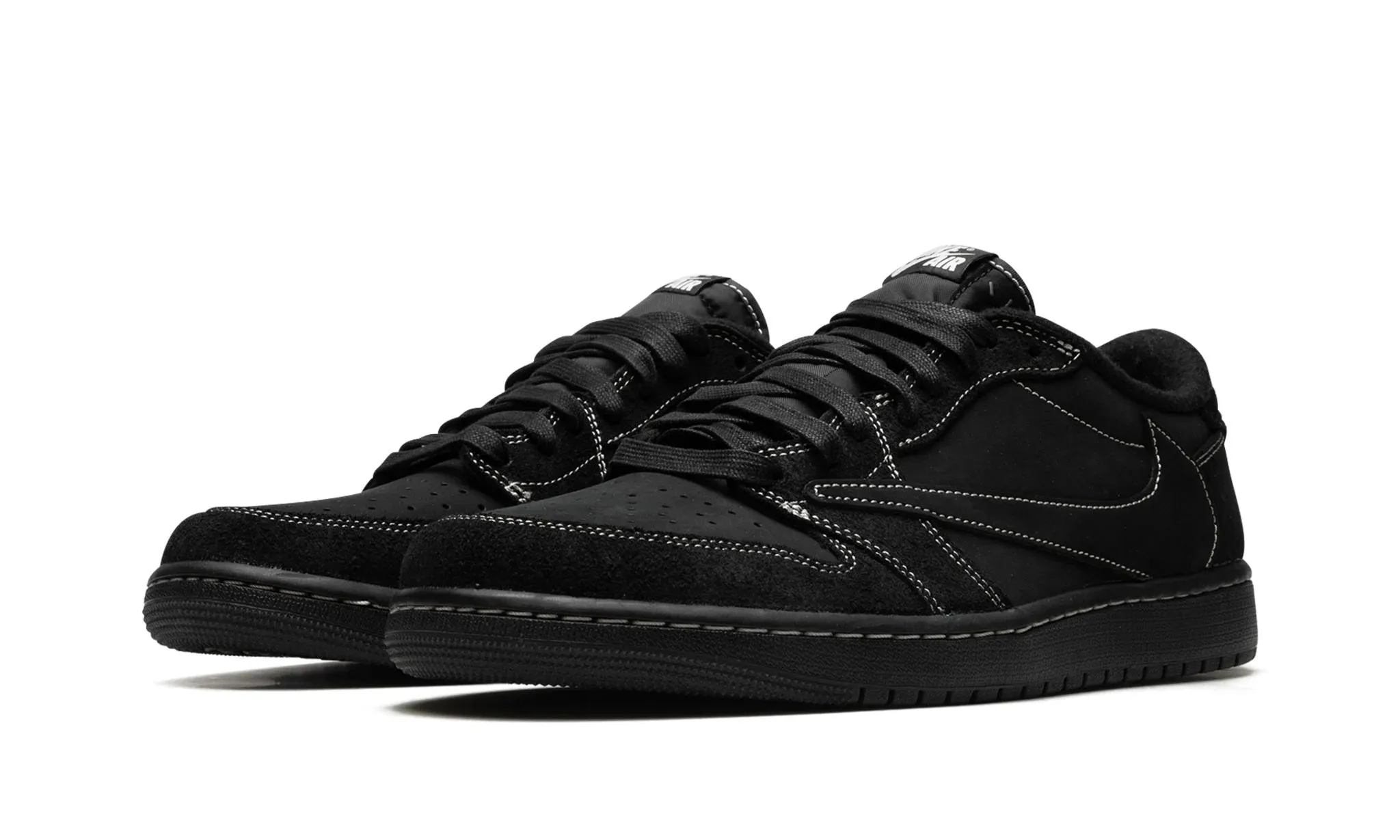 Walking White Clean Air Jordan 1 Low x Travis Scott Black Phantom