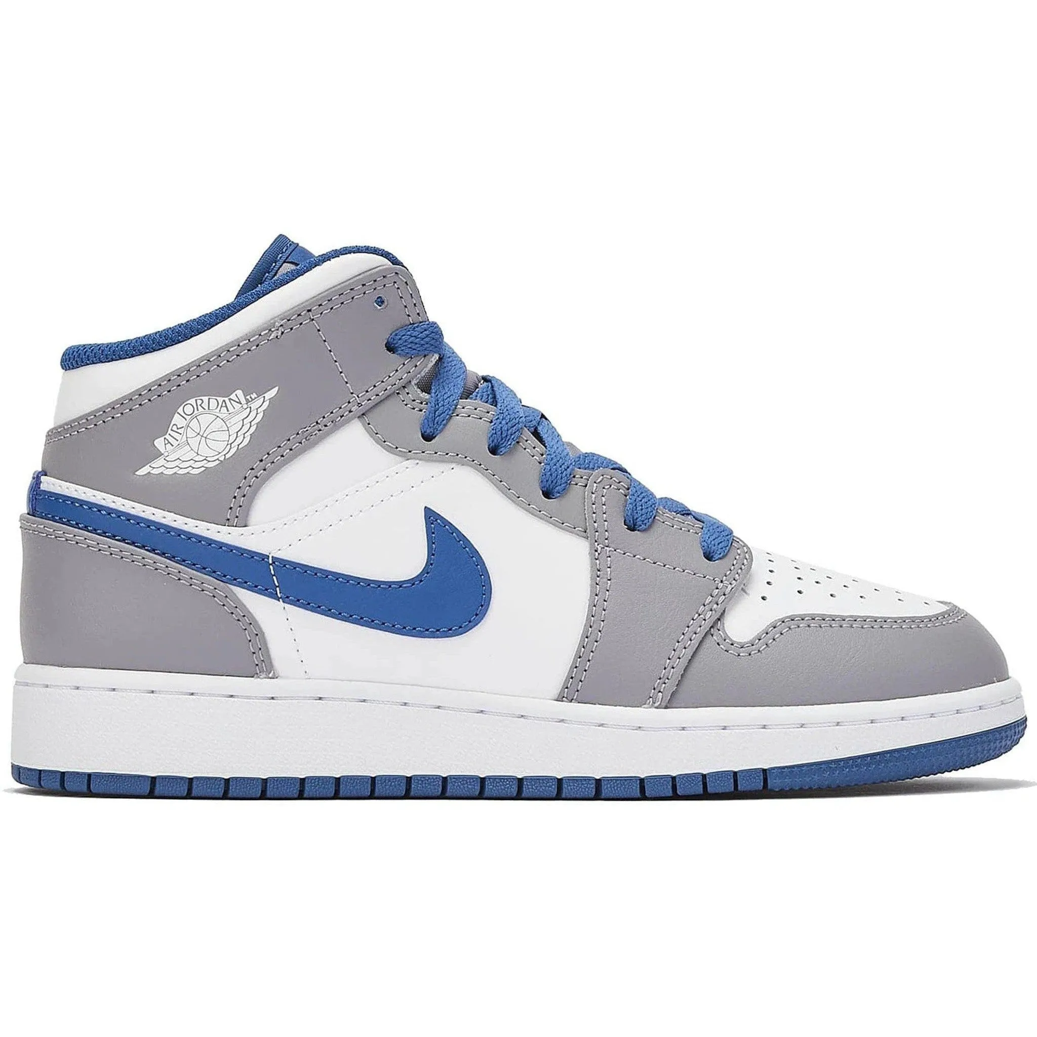 Jordan 1 Mid True Blue Cement (GS) Smart Casual Timeless Footwear