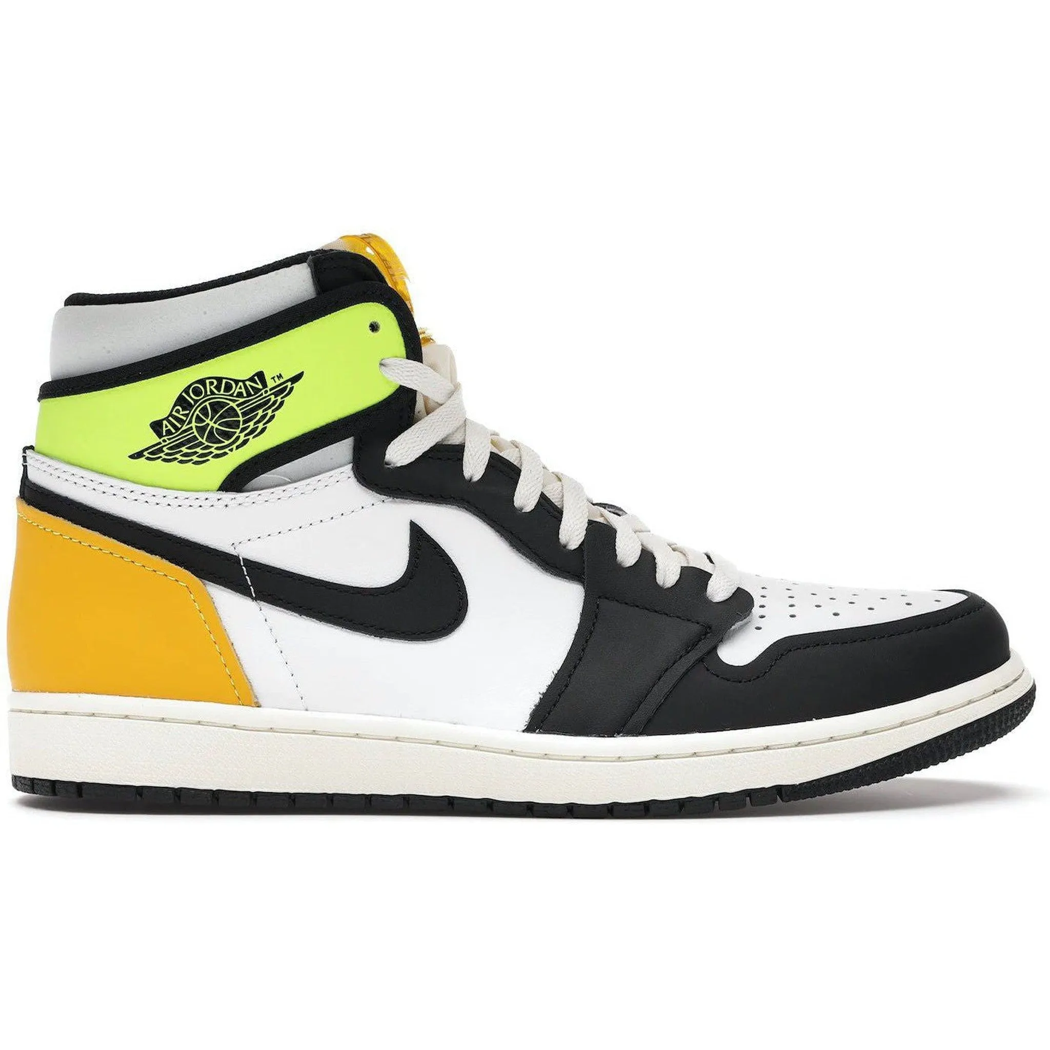 Jordan 1 Retro High White Black Volt University Gold Breathable mesh Light cushion