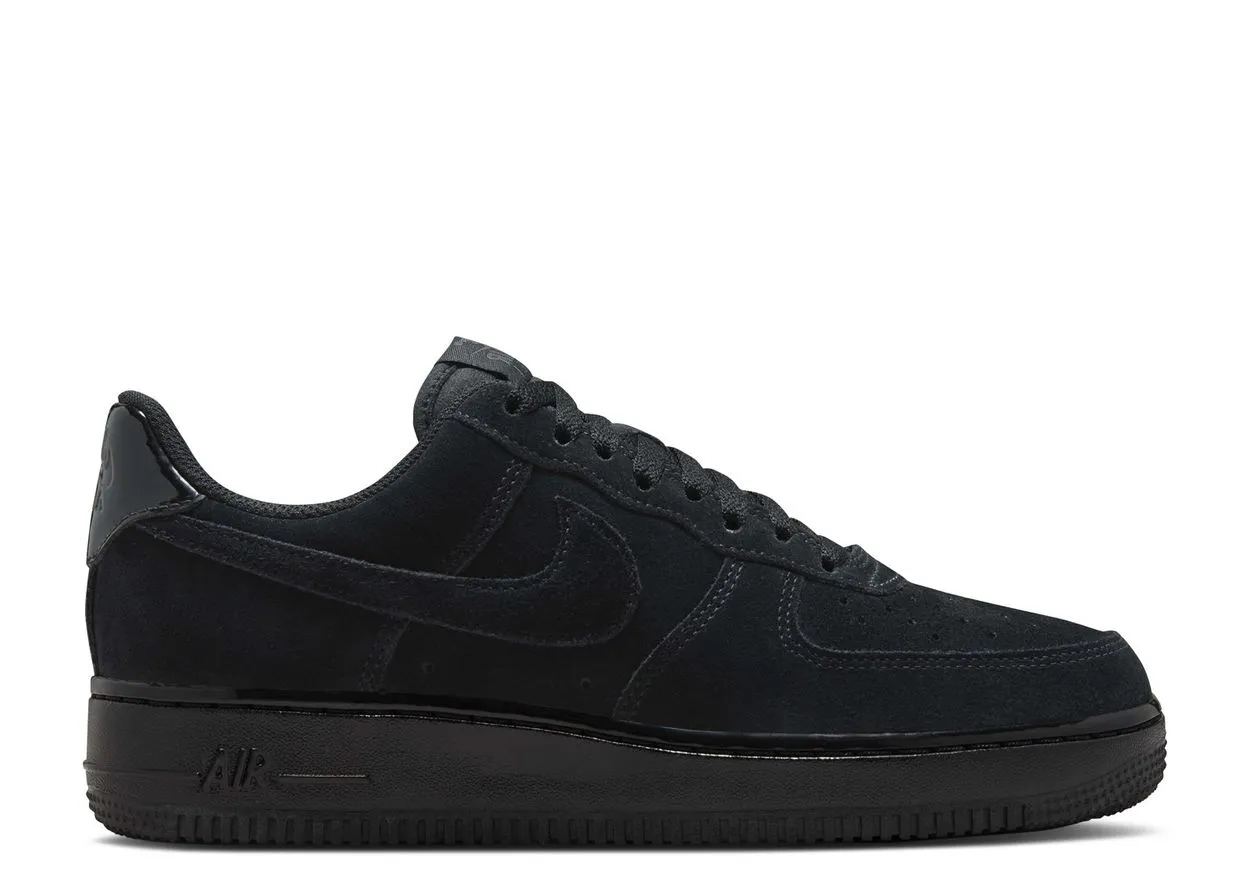 Nike Air Force 1 Low '07 Triple Black Suede Wide toe box Rubber Sole