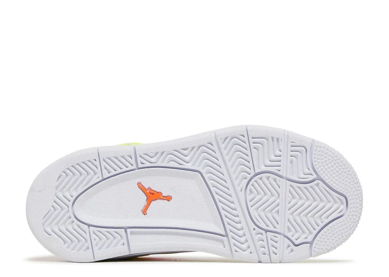 Air Jordan 4 Retro White Lemon Pink (PS) LeatherMaterial simple design