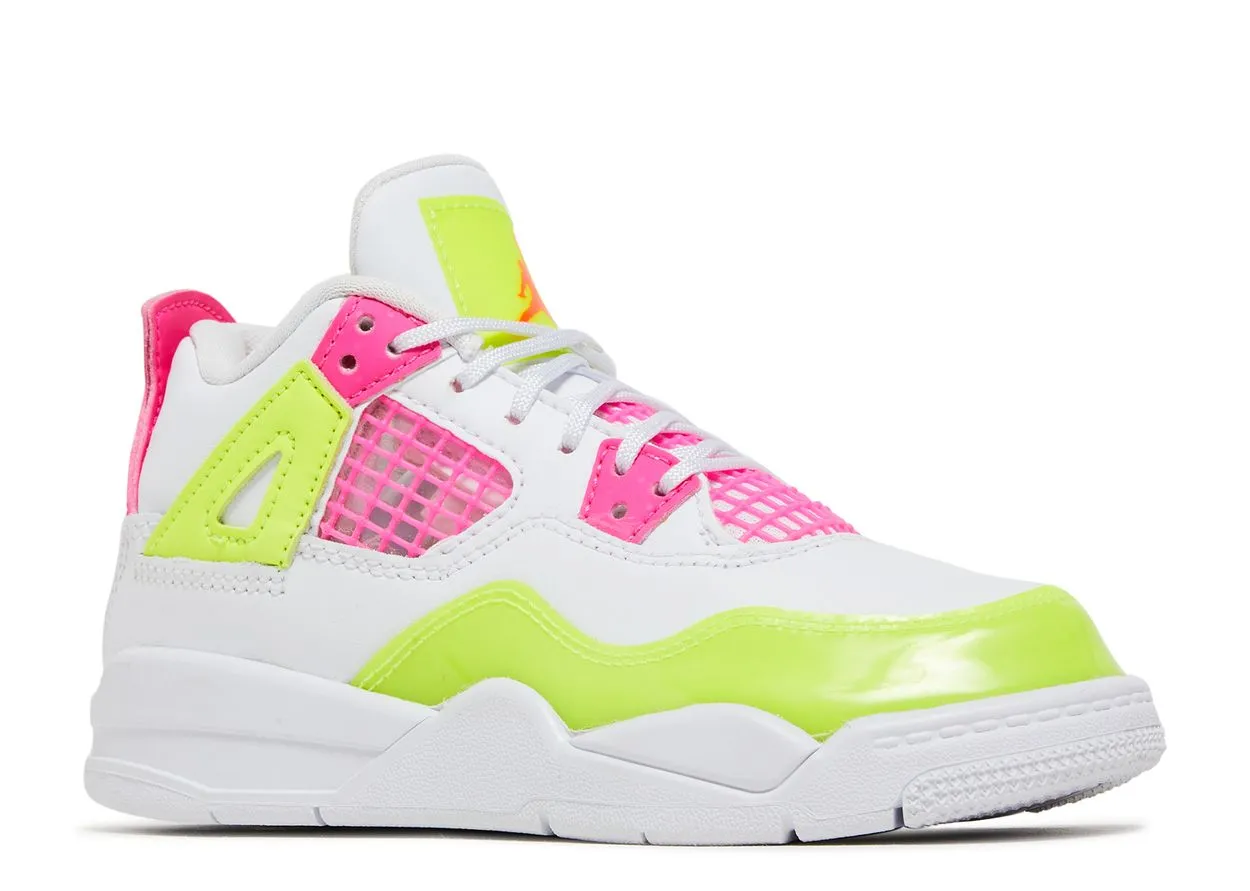 Air Jordan 4 Retro White Lemon Pink (PS) Textured Pattern Embroidered design