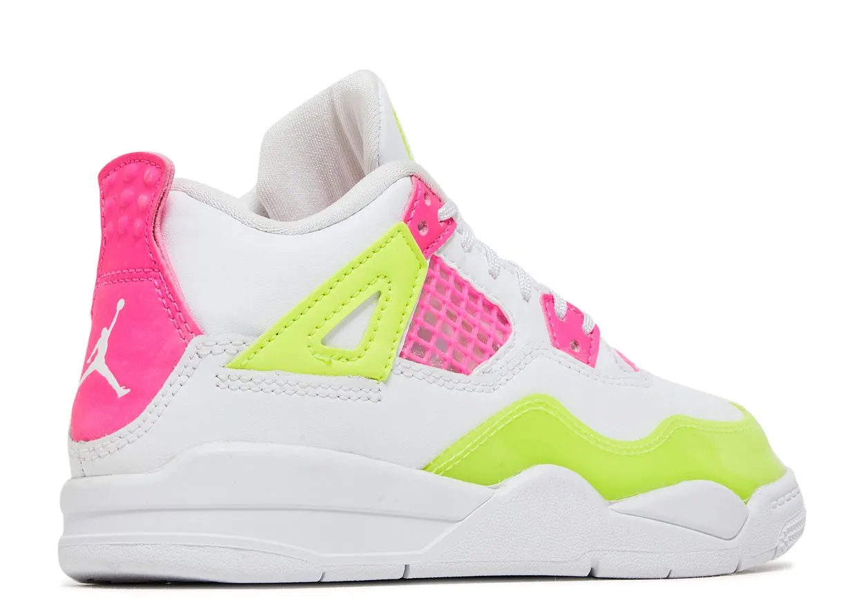Air Jordan 4 Retro White Lemon Pink (PS) Simple Style