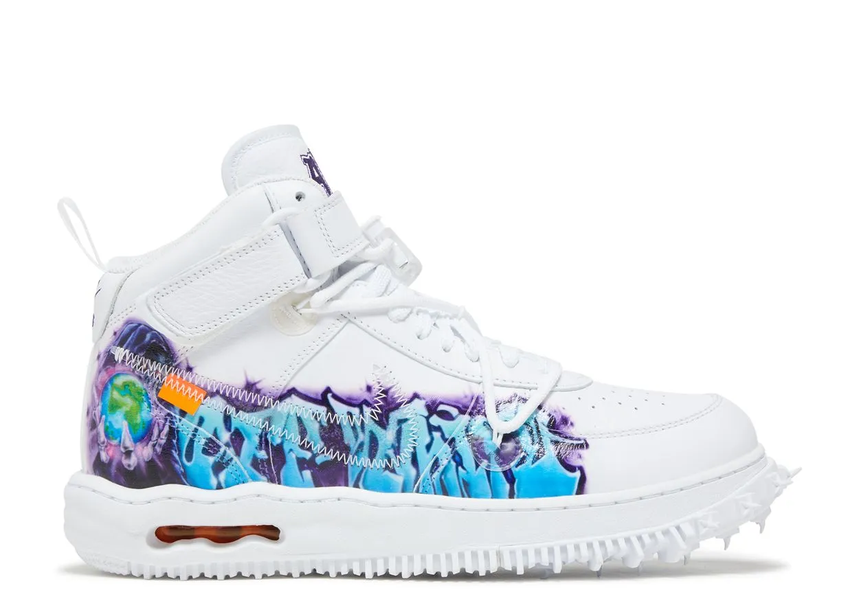 Nike Air Force 1 Mid Off-White Graffiti White Flexible Step No Bulk