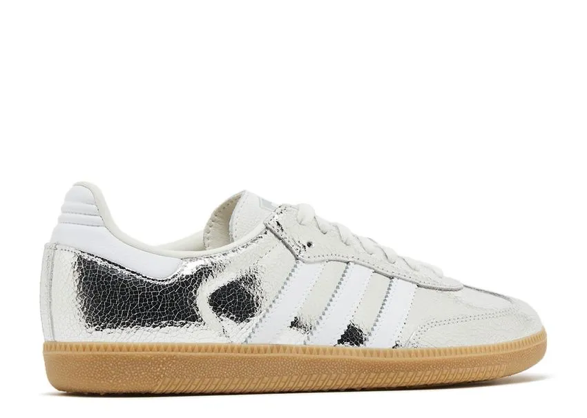 Adidas Samba OG Silver Metallic Cracked Leather Tropical Feel City Stroll