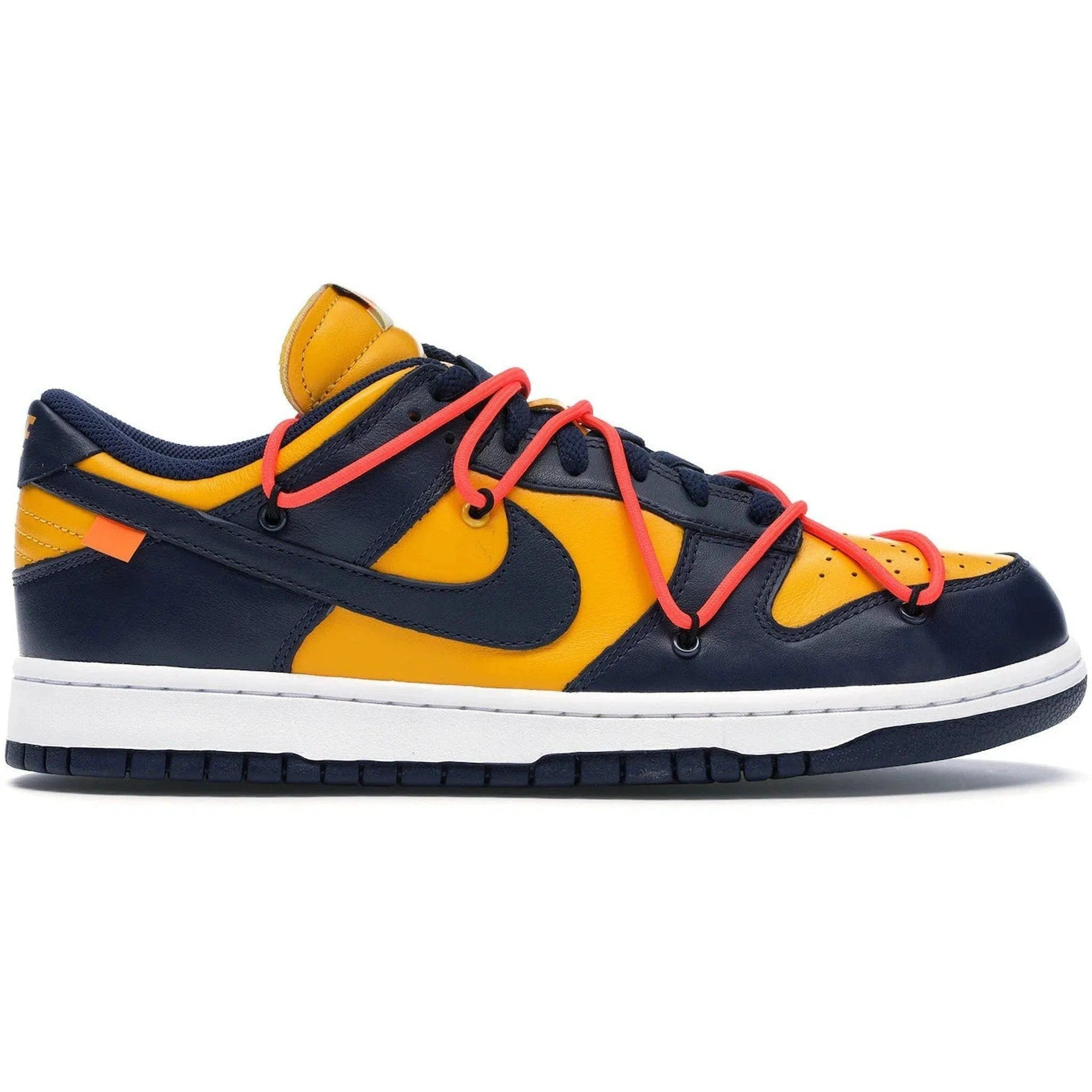 Nike Dunk Low Off-White University Gold Midnight Navy Strike Hike Lean Design