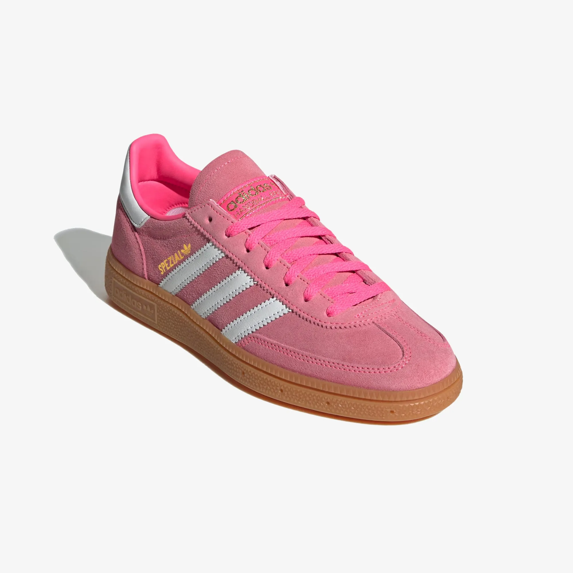Crisp Finish Moisture   Wicking Adidas Originals | HANDBALL SPEZIAL { LUCID PINK/CLOUD WHITE/GOLD METALLIC