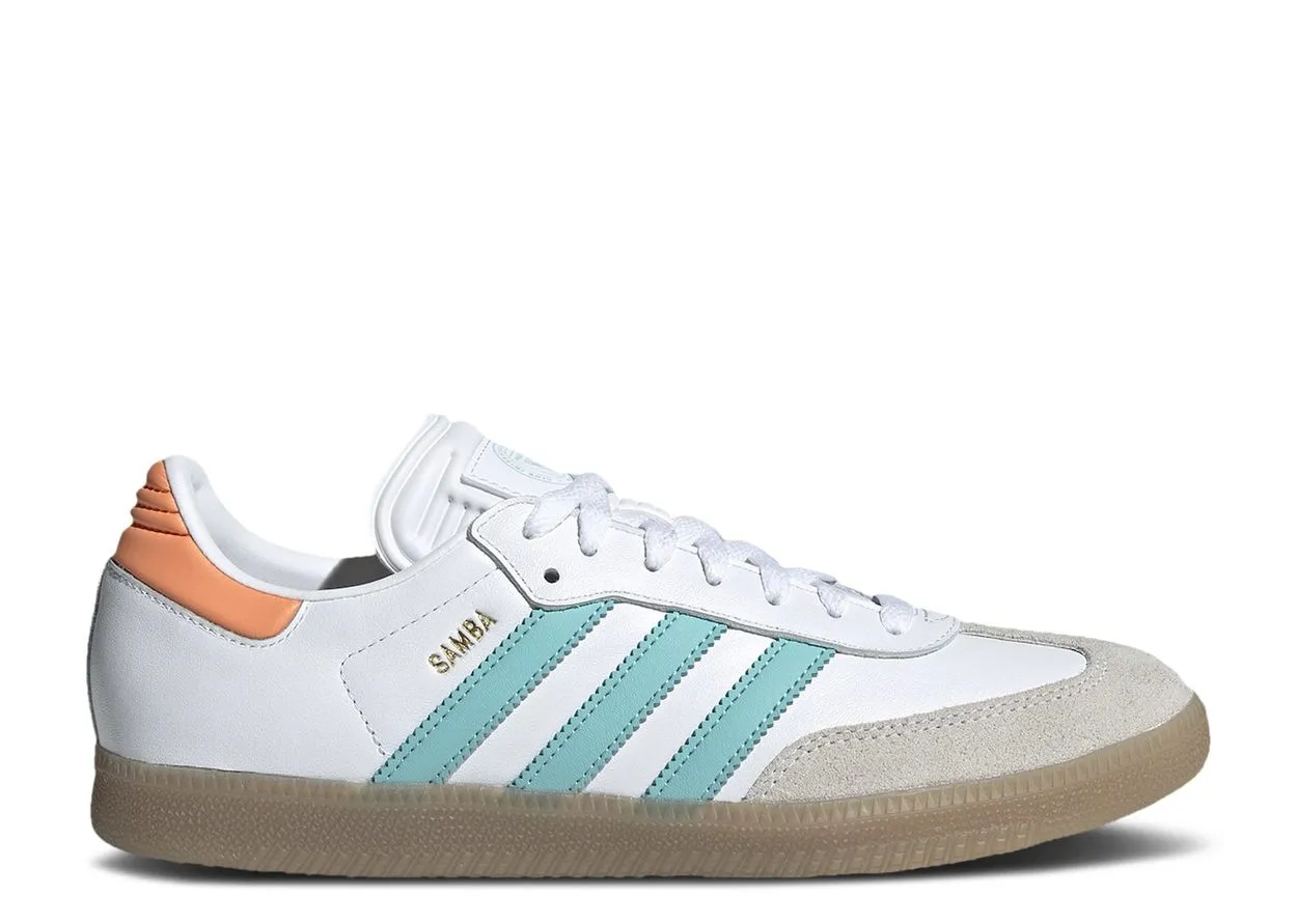 Adidas Samba Inter Miami Third Kit lace up closure Neutral palette