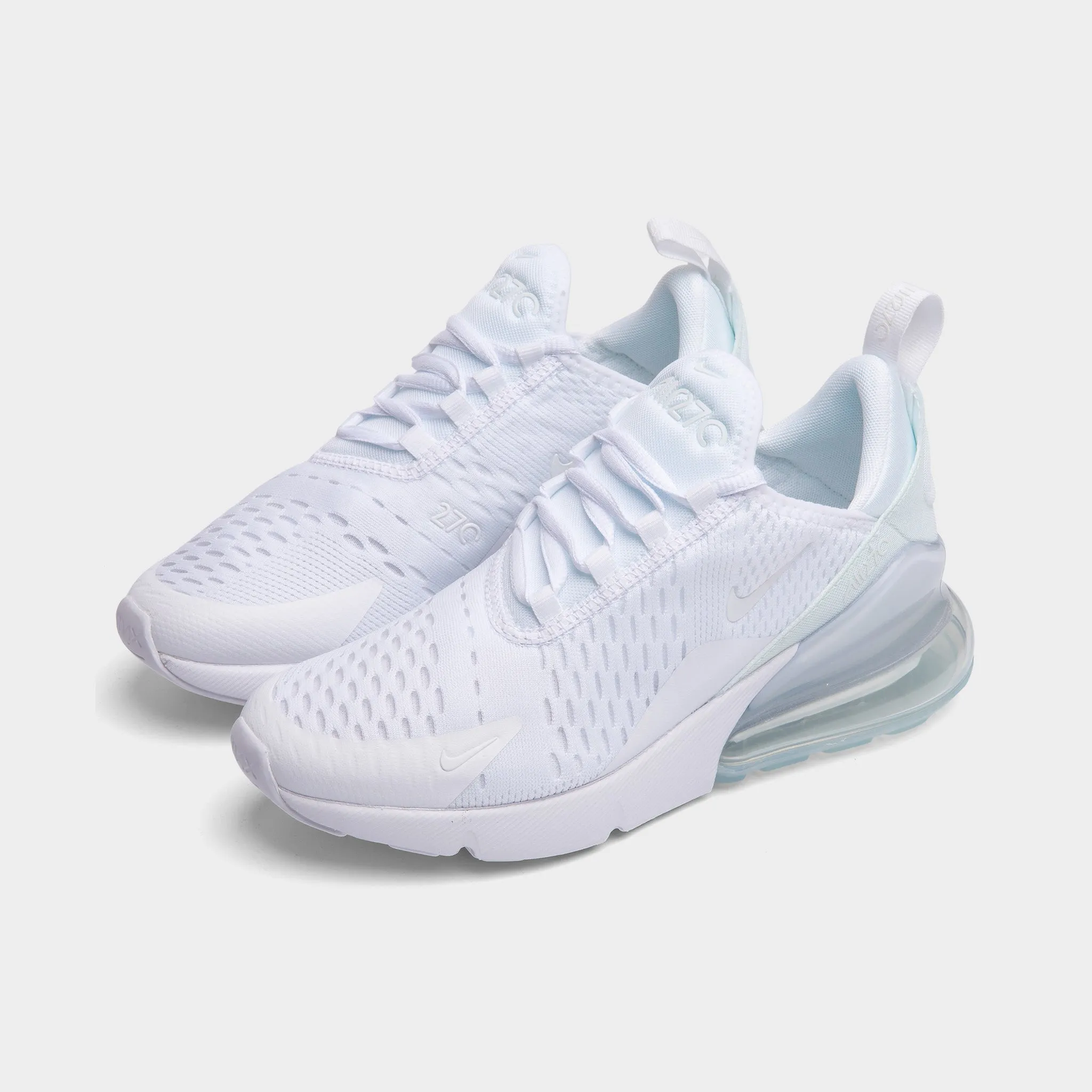 Nike Air Max 270 GS White / White - Metallic Silver High Quality Walk Support