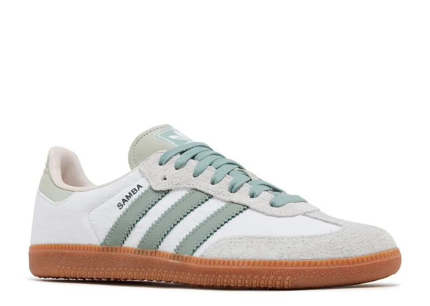Adidas Samba OG White Silver Green Premium Quality Walk-Ready Shoes