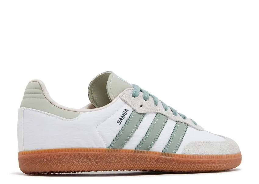 Adidas Samba OG White Silver Green Daily Commute Breathable Outsole