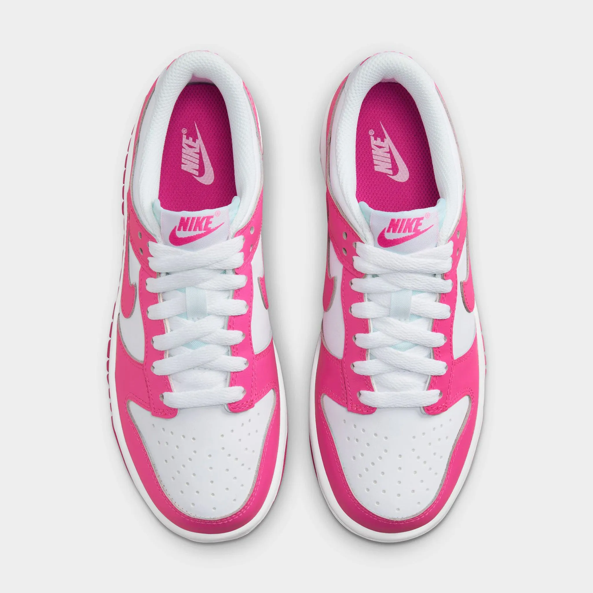 Nike Dunk Low GS White / Laser Fuchsia Breathable Canvas Practical Wear