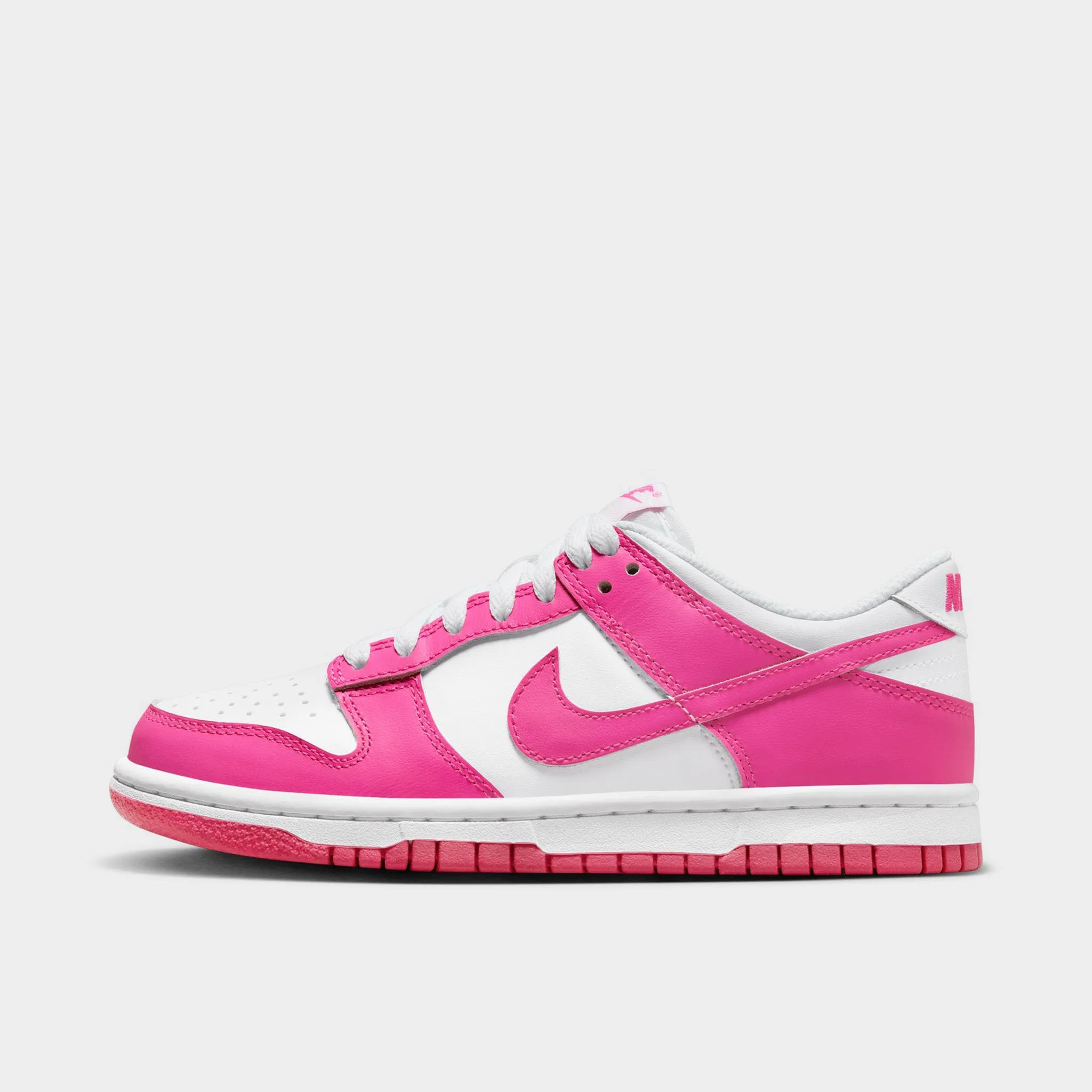 Nike Dunk Low GS White / Laser Fuchsia Leather Quiet Walk