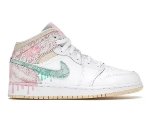 JORDAN 1 MID PAINT DRIP (GS) Wood Step Suede