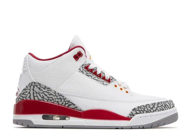 Flat Heel Loose Fit Air Jordan 3 Retro Cardinal Red