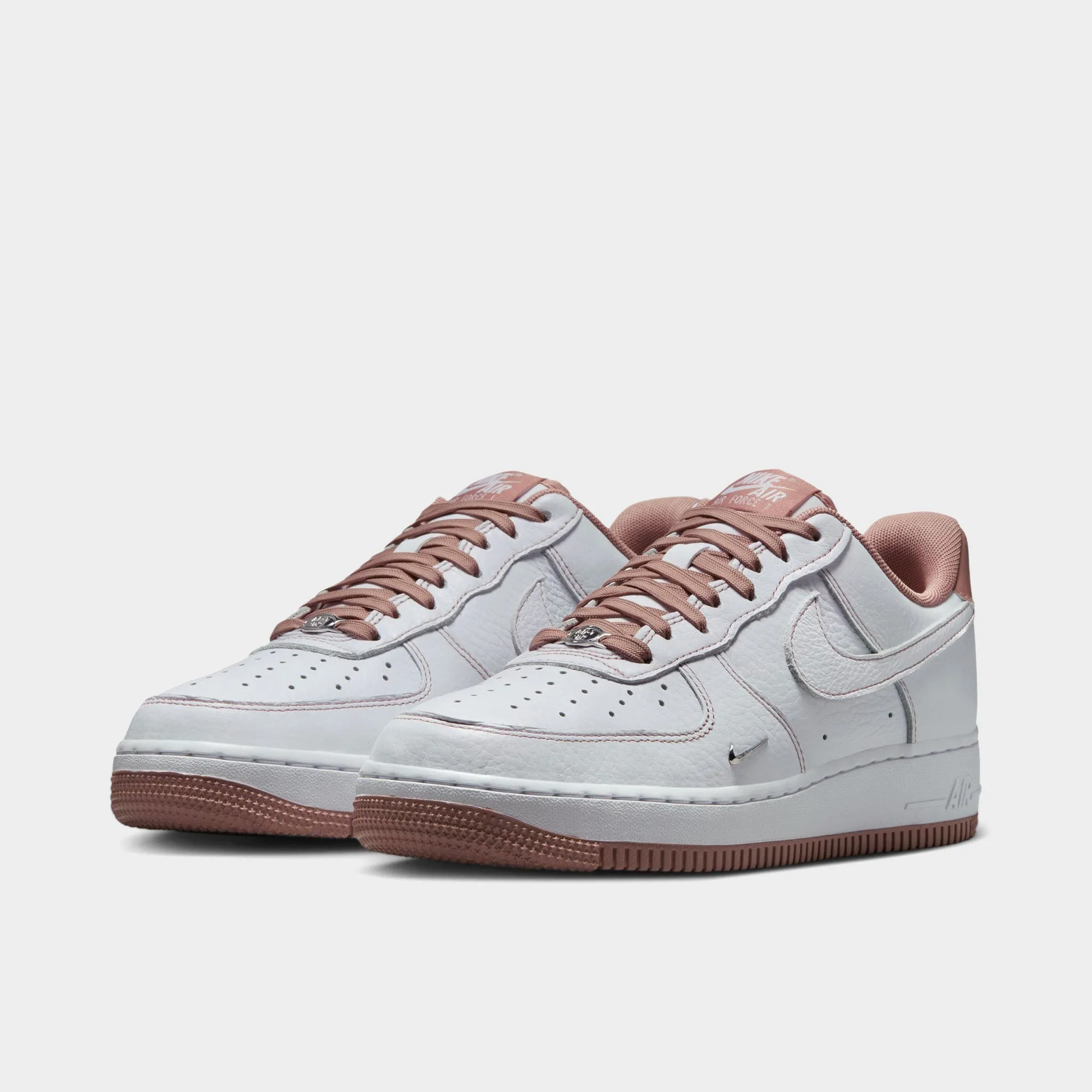 Slim Footprint Nike Women's Air Force 1 '07 Mini Jewel White / Particle Pink - Metallic Silver