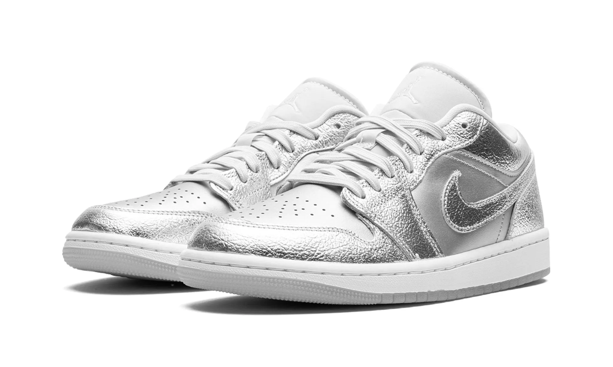 Wmns Air Jordan 1 Low SE 'Metallic Silver' Stretchable Material