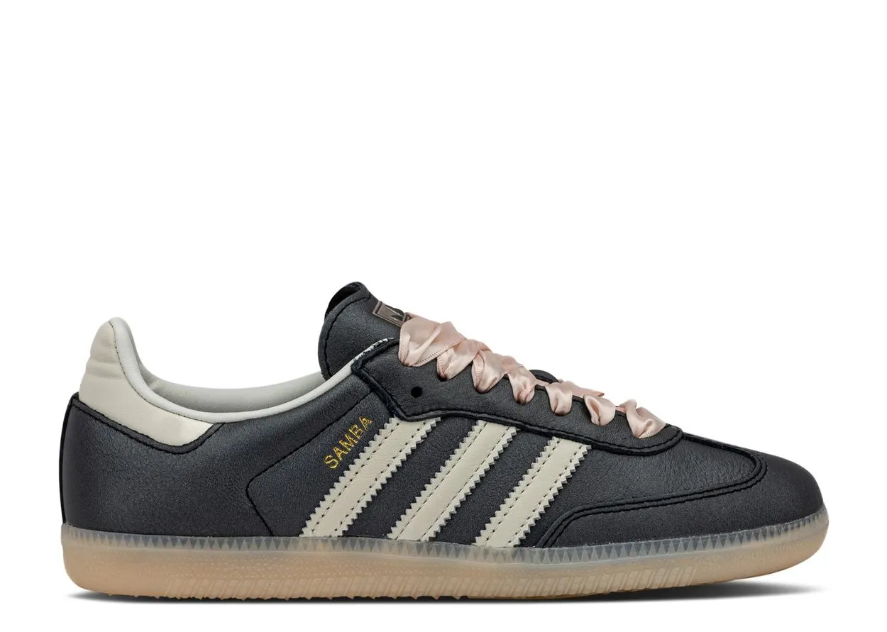 Breathable Shoes Adidas Samba OG Black Pink Ribbon Laces