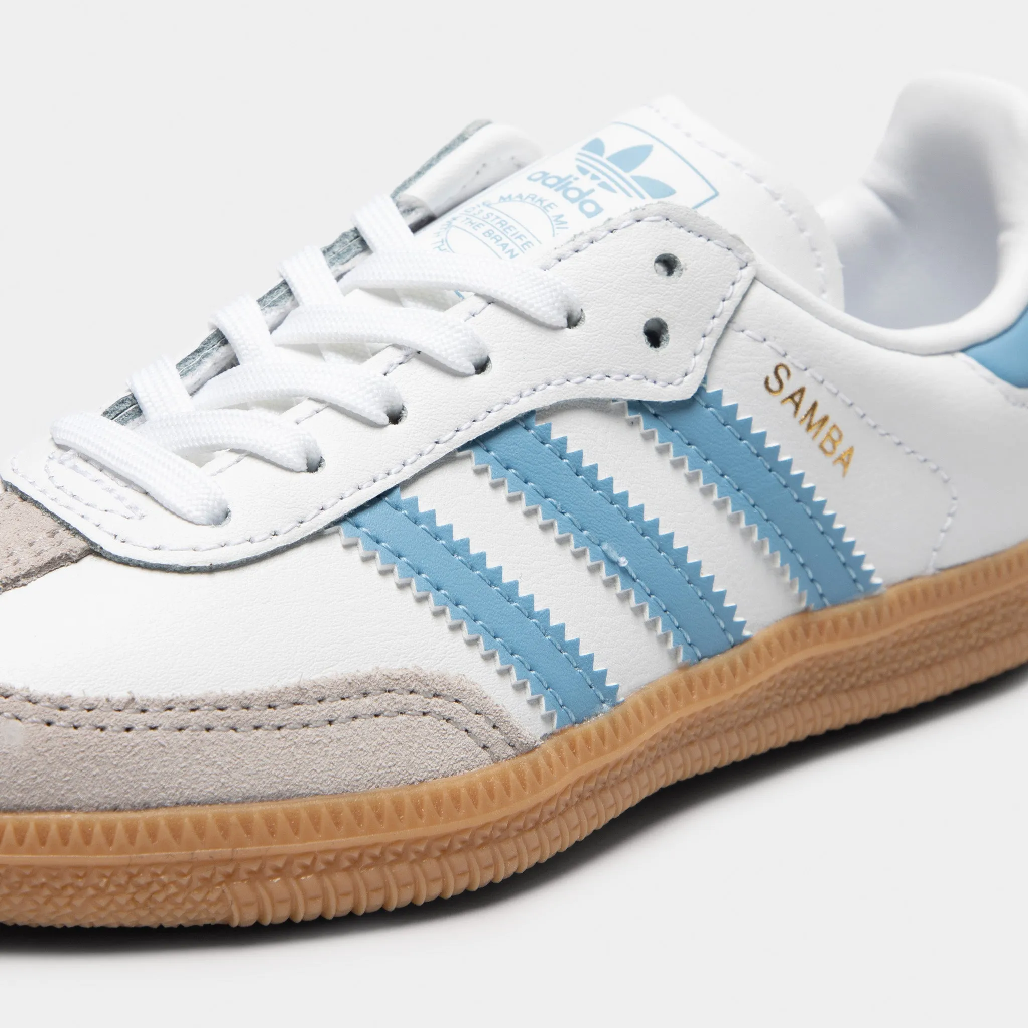 adidas Children's Samba OG White / Ash Blue - Gum Cyber Mode