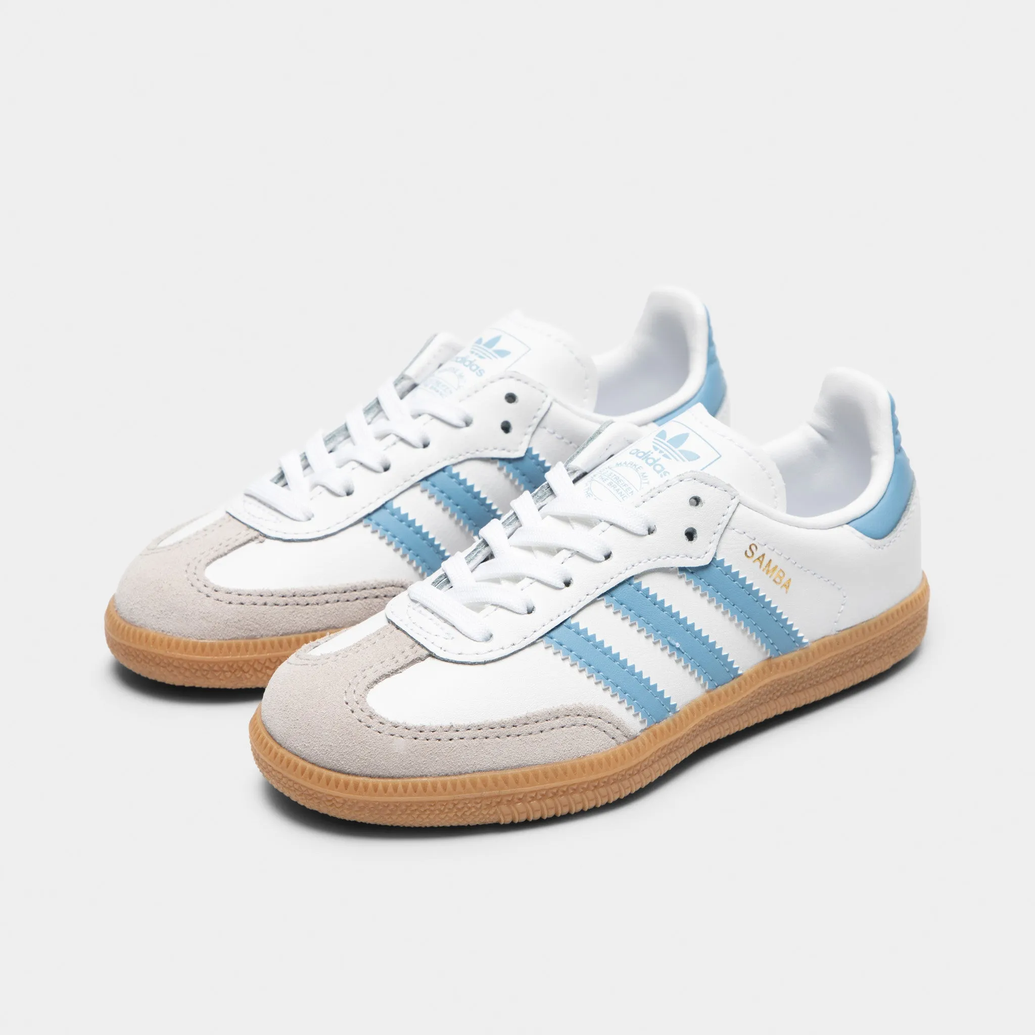 adidas Children's Samba OG White / Ash Blue - Gum Desert Cool Ring Walk