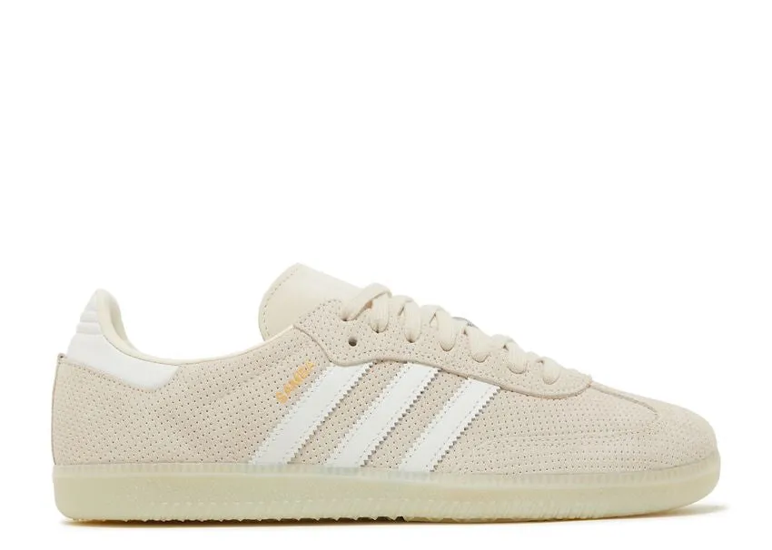 Adidas Samba OG Wonder White Linen Green Tread Pattern Comfortable Straps