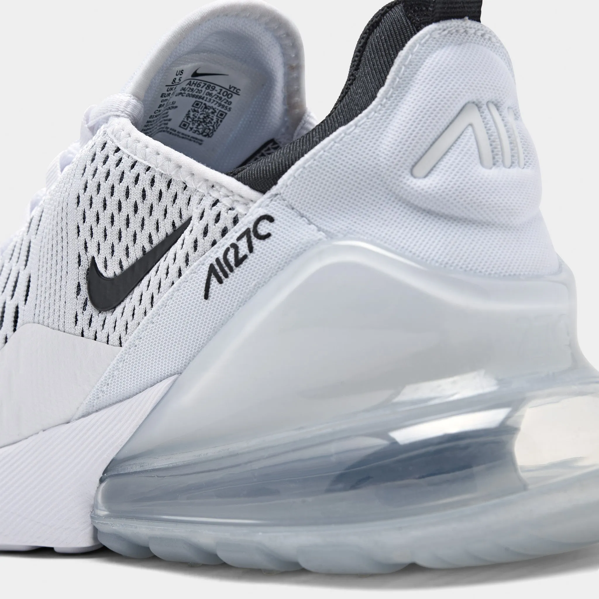 Nike Women's Air Max 270 White / Black - White Elastic Band Work Pace