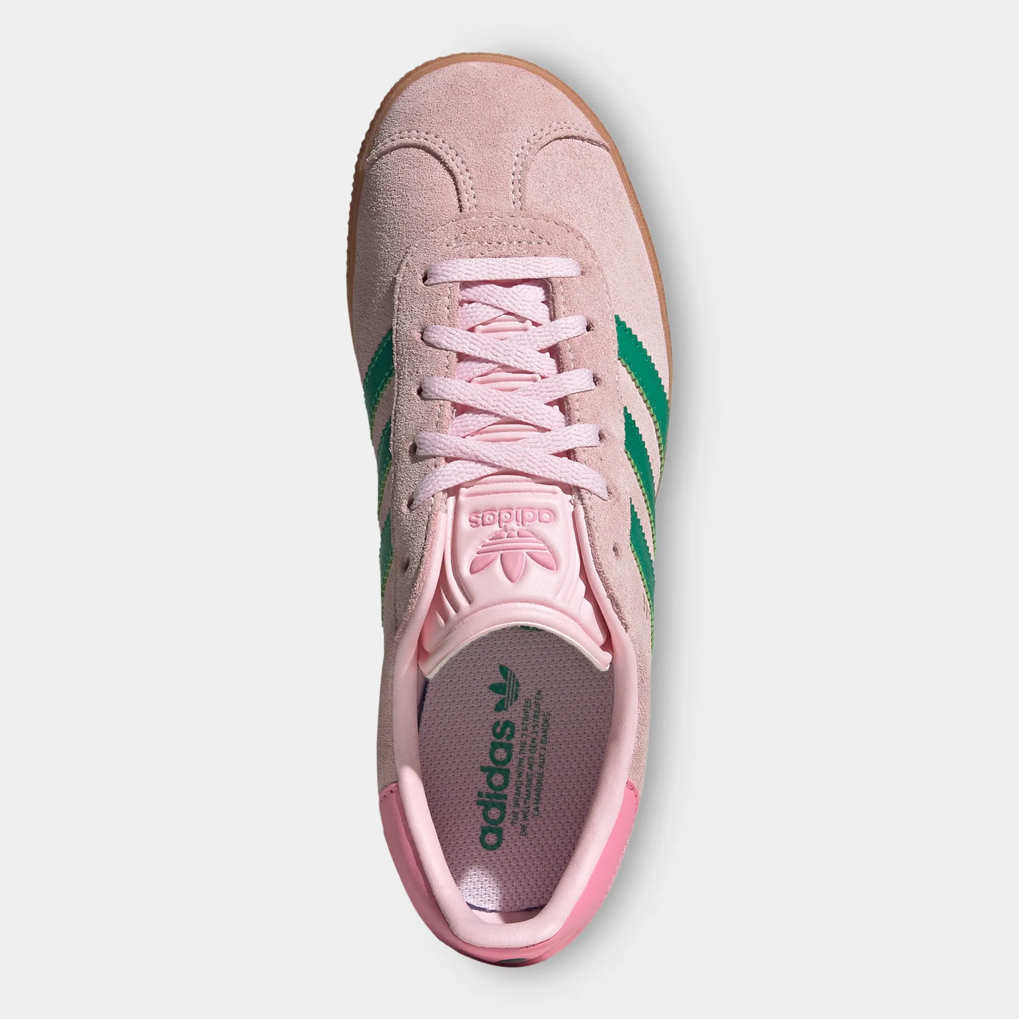 Gloss Mood adidas Juniors' Gazelle Clear Pink / Court Green - Bliss Pin